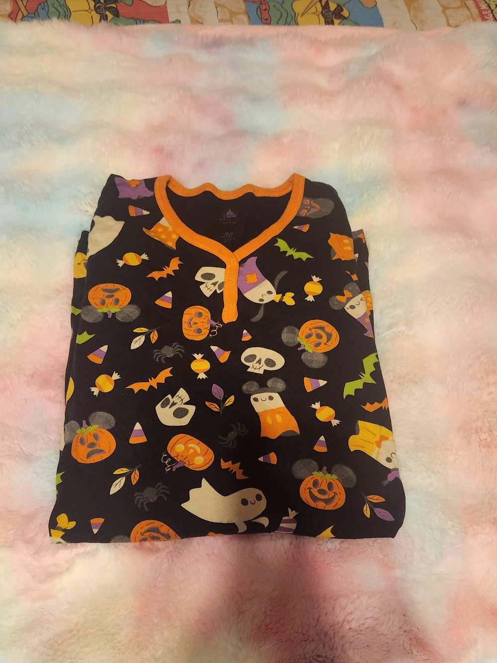 Women's Halloween Pajama Gown - Black & Orange Ghosts and Pumpkins